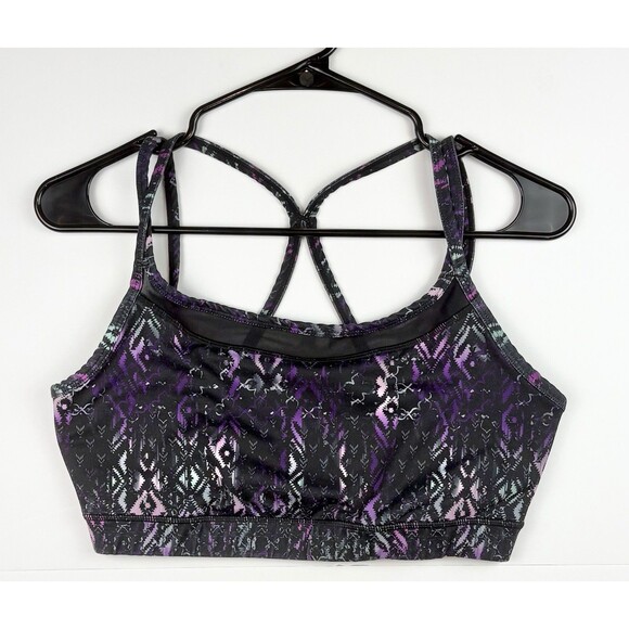 Gaiam Racerback Sports Bra Yoga Workout Black Purple Size Large - Picture 1 of 7